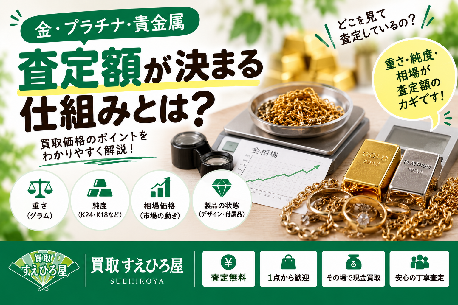 金・プラチナ・貴金属はいくらで売れる？査定額が決まる仕組みと高く売るポイントを徹底解説